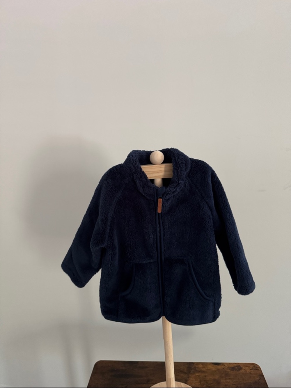 H&M Kids Plush Zip-Up Jacket - Navy Blue